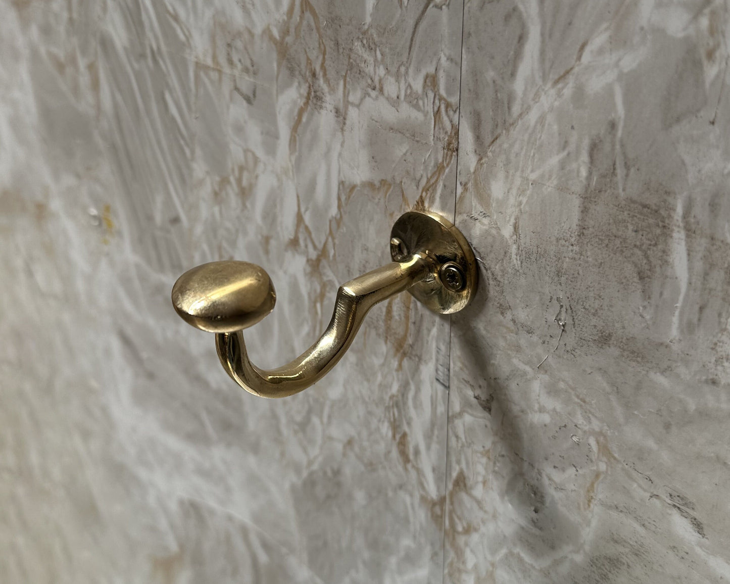 Unlacquered brass handmade wall hook, coat hook, bathroom towel brass hook