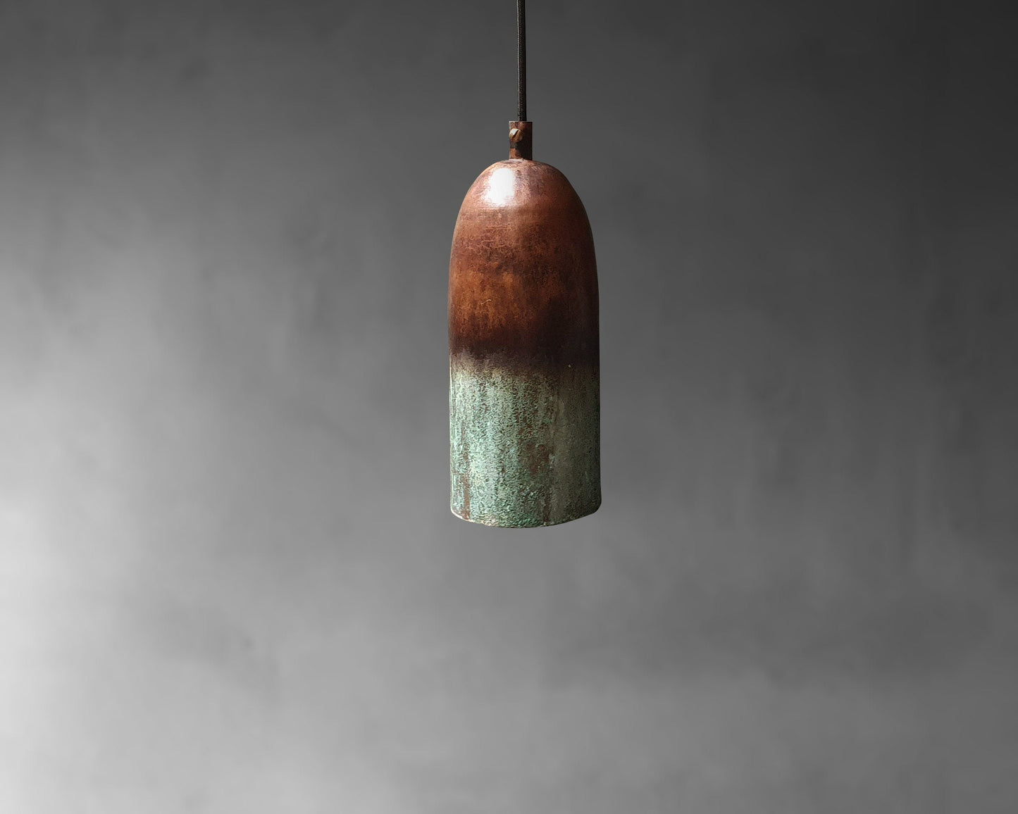 Green Patina Farmhouse Light – Oxidized Long Copper Pendant Lamp