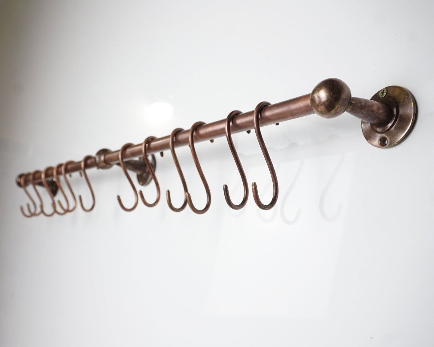 kitchen Rail with hooks, Bronze Pot Rack, Brass Rod Rail, Wall Mounted Kitchen Rail With Hooks