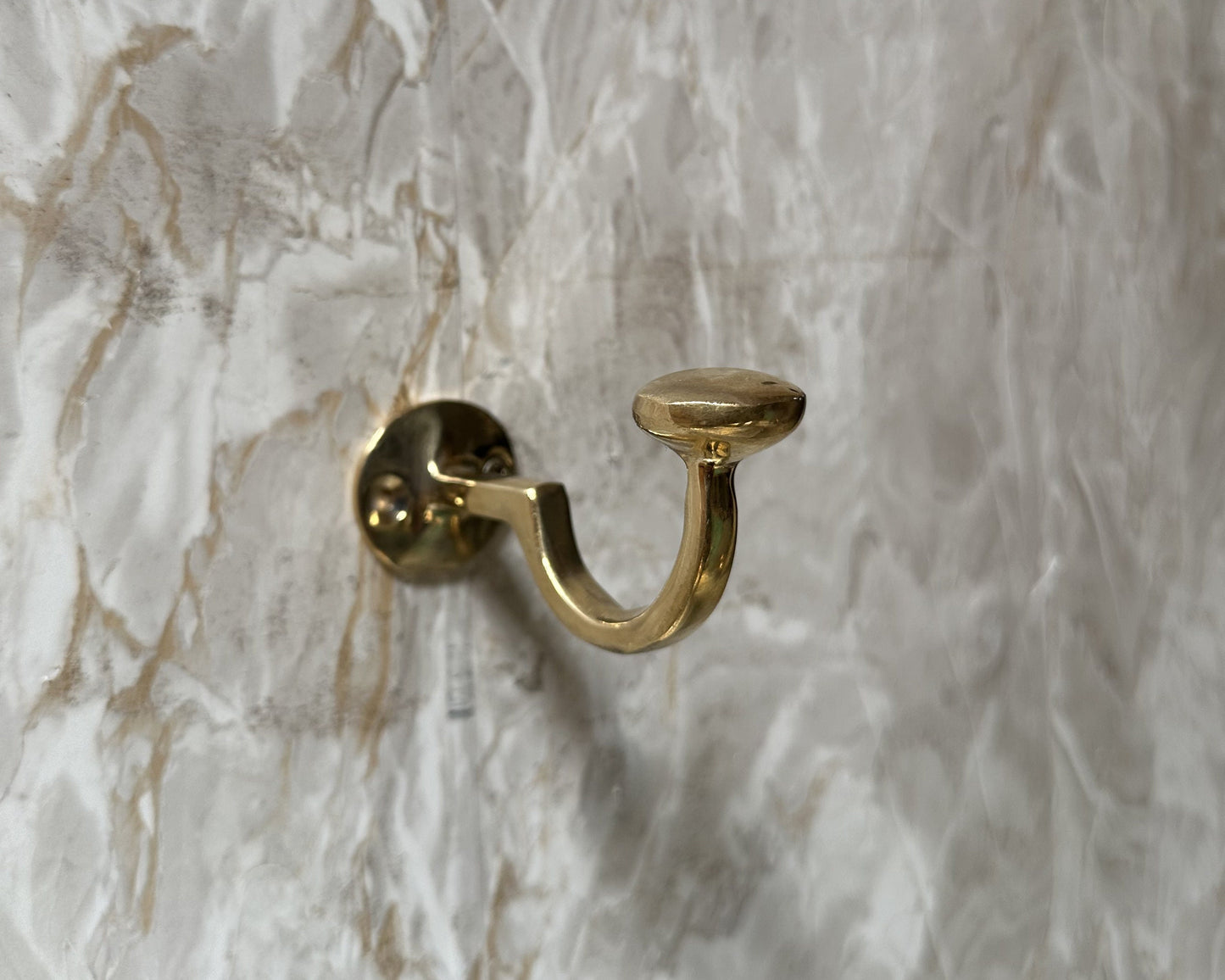 Unlacquered brass handmade wall hook, coat hook, bathroom towel brass hook