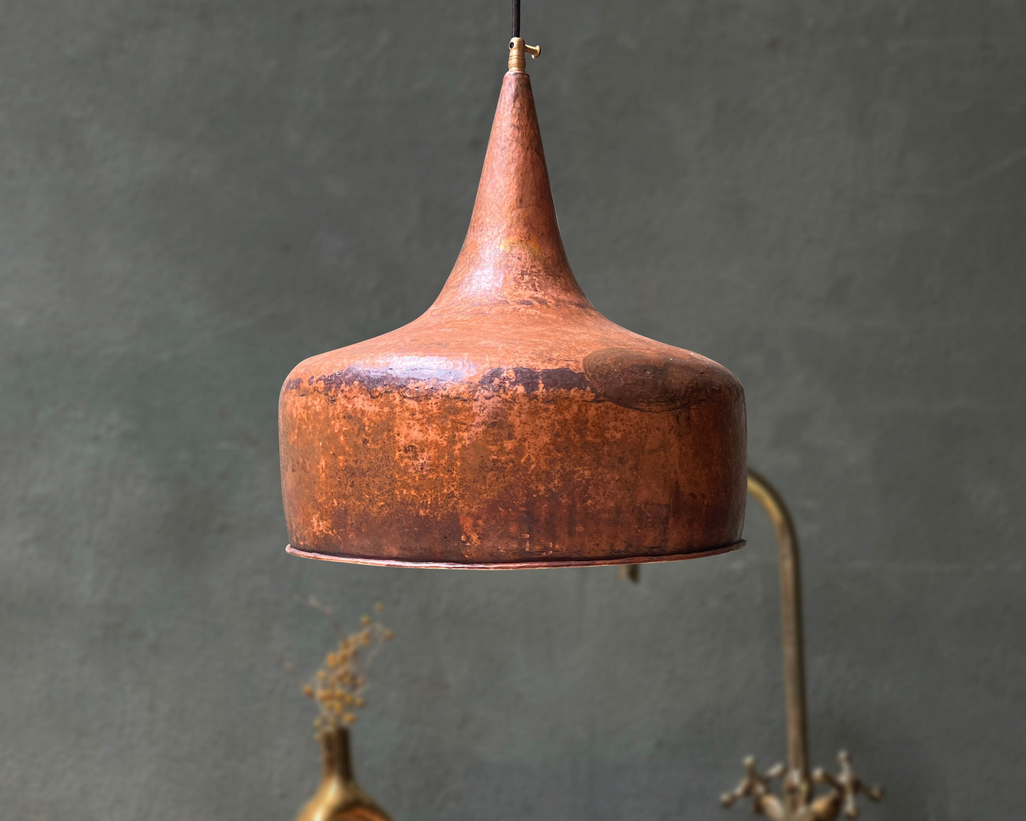 Vintage Copper Pendant Light, Copper Dome Ceiling Light, Hammered Kitchen Island Light Fixture