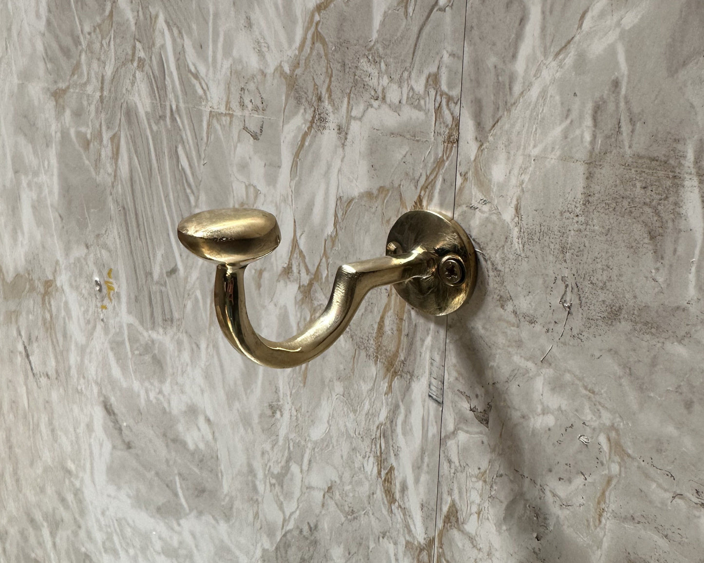 Unlacquered brass handmade wall hook, coat hook, bathroom towel brass hook