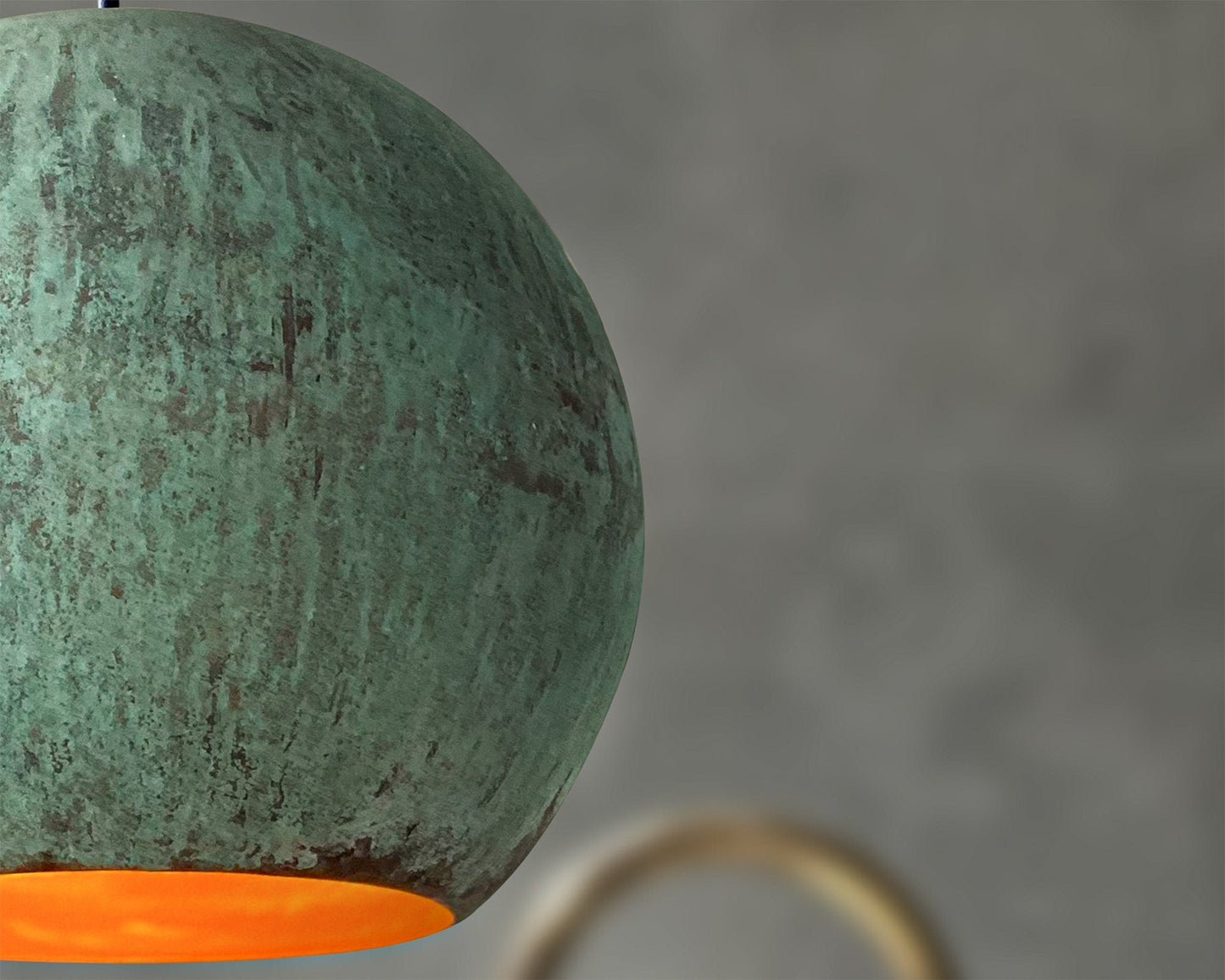 Oxidized Dome Ceiling Light, Vintage Copper Round Pendant Light, Green Patina Copper Hanging Light Fixture