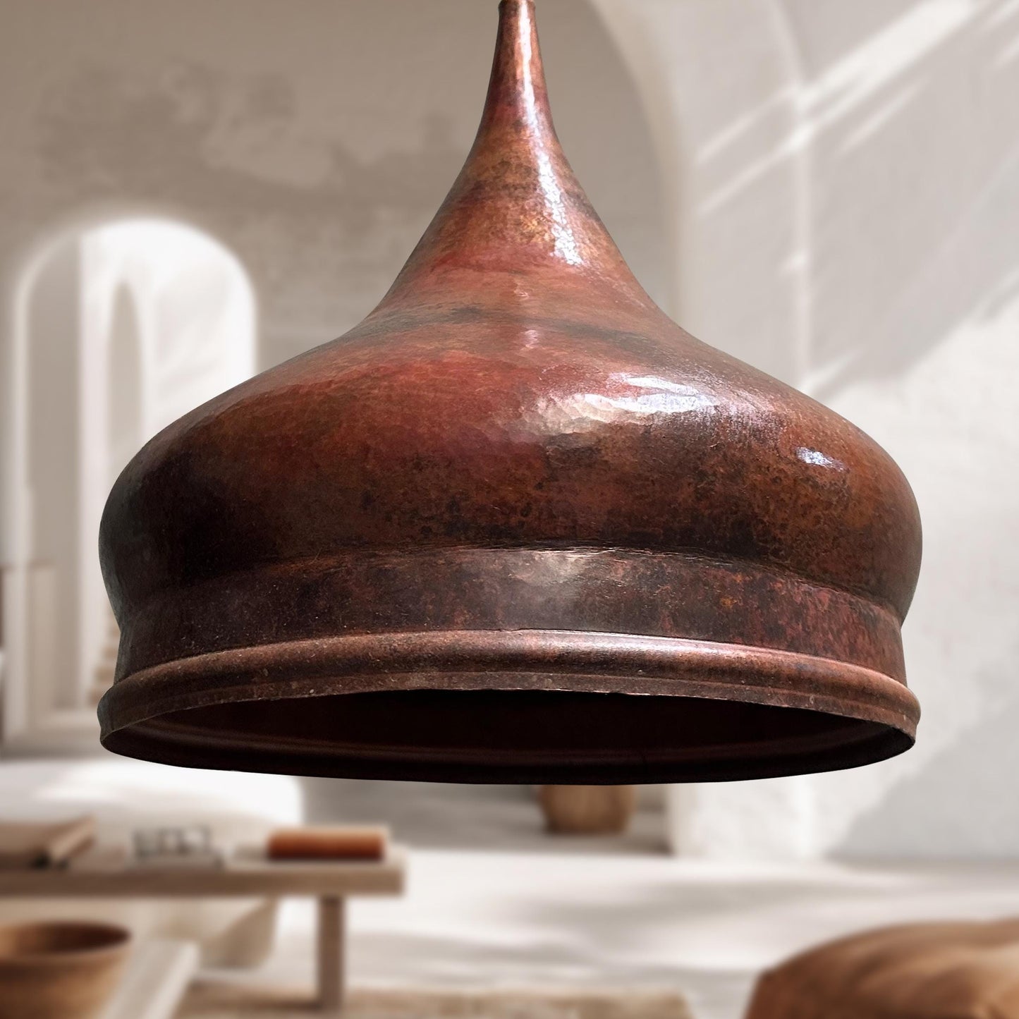 Vintage Copper Pendant Light – Handmade Onion Dome Kitchen Fixture