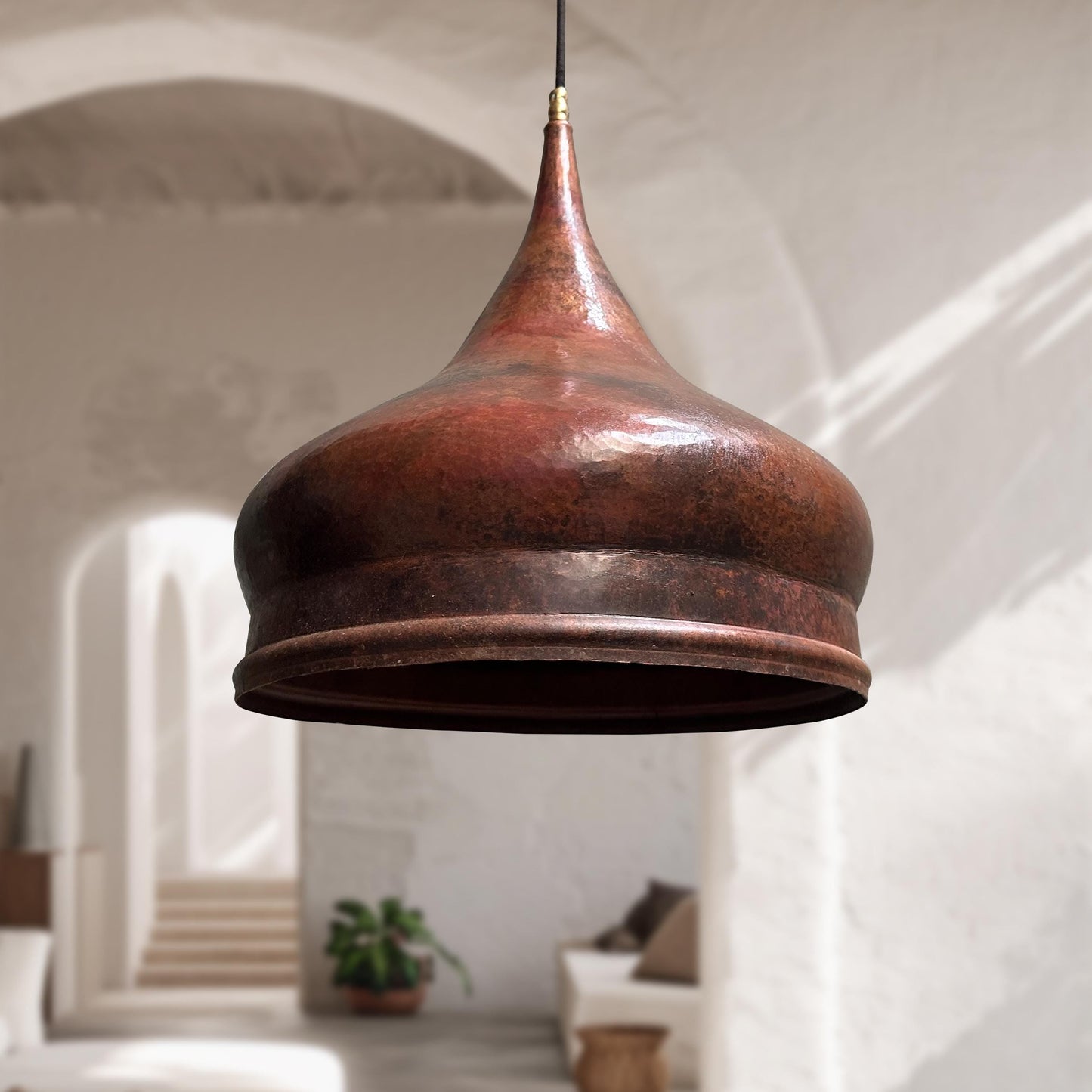 Vintage Copper Pendant Light – Handmade Onion Dome Kitchen Fixture