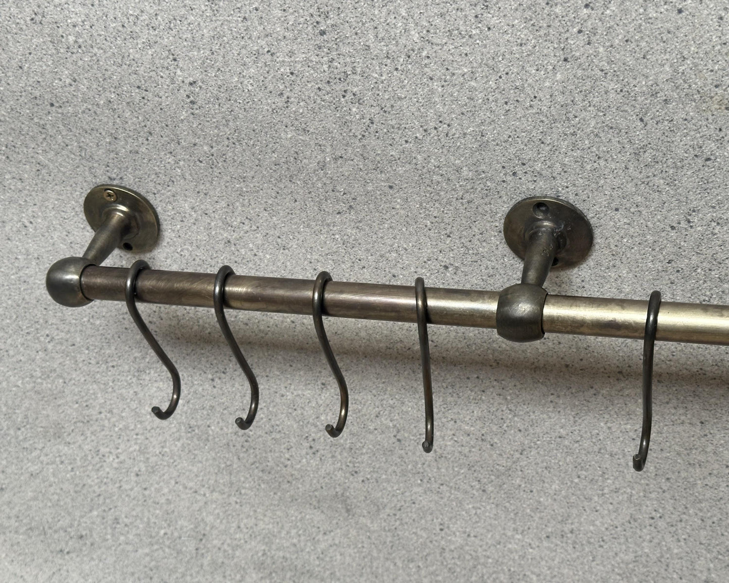 Oil Rubbed Bronze Pot Rail with hooks, Brass Kitchen Pot Rail, Wall Mounted Bronze Pot Rack, Kitchen Pot Organizer