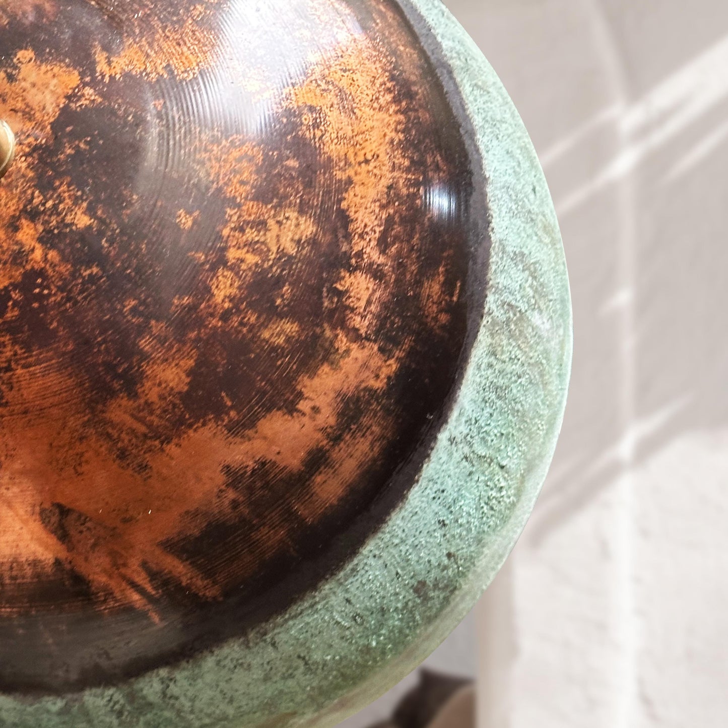 Green Patina Copper Pendant Light – Handmade Oxidized Rustic Dome Fixture