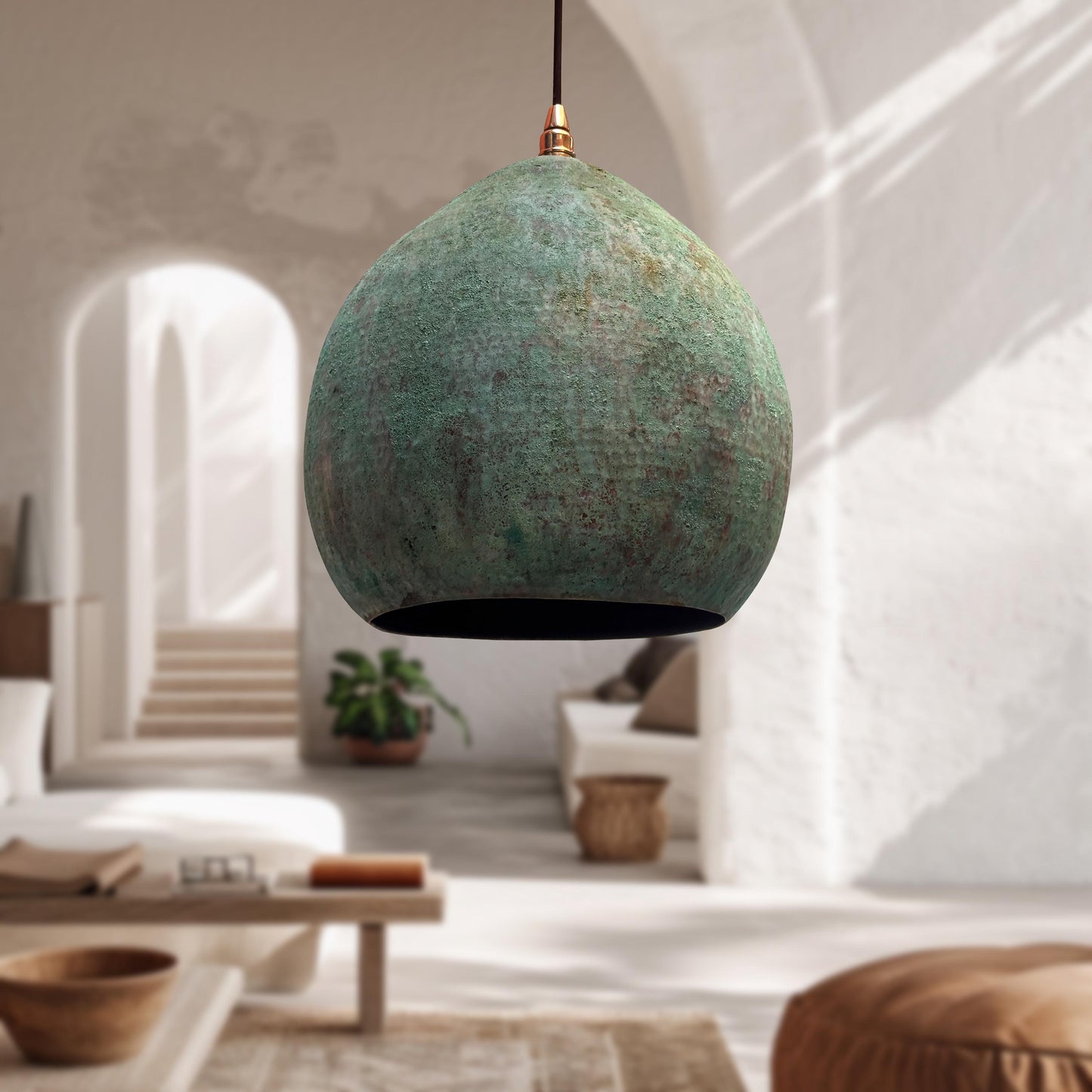 Handmade Pear pendant Light , Hammered Copper Dome Light , farmhouse kitchen island Light fixture