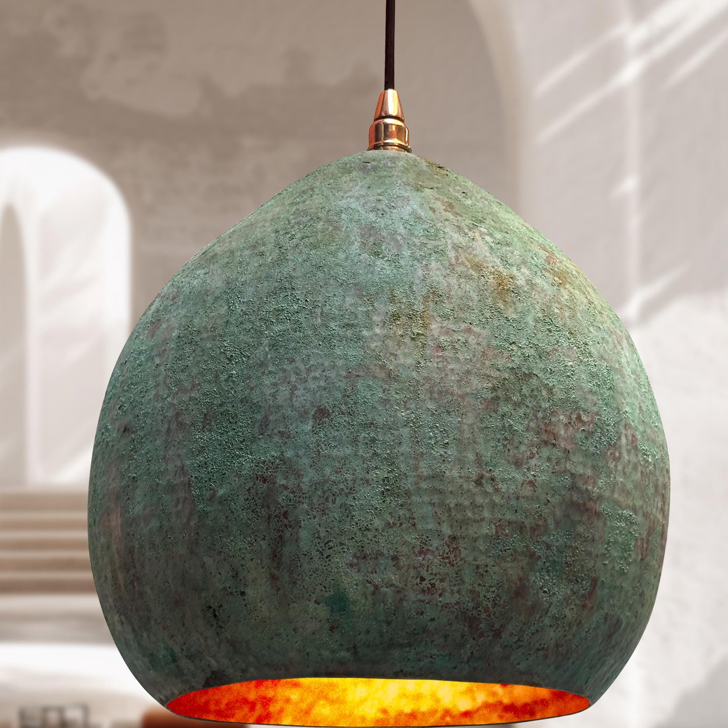 Handmade Pear pendant Light , Hammered Copper Dome Light , farmhouse kitchen island Light fixture