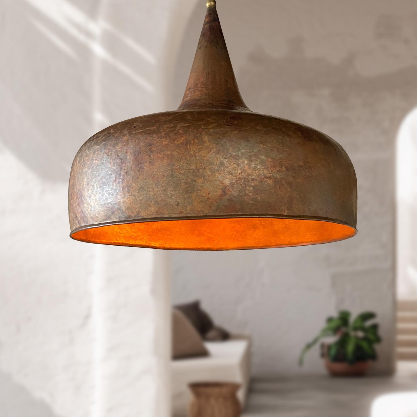 Handmade Copper Dome Ceiling Light – Vintage Rustic Kitchen Pendant Fixture
