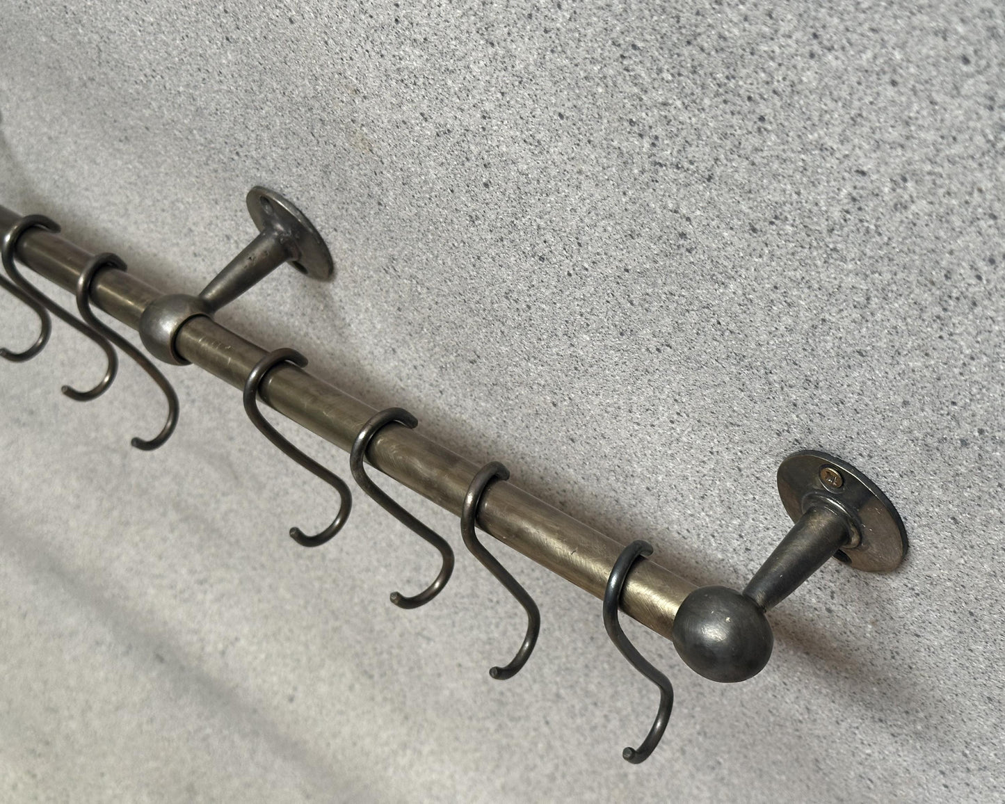 Oil Rubbed Bronze Pot Rail with hooks, Brass Kitchen Pot Rail, Wall Mounted Bronze Pot Rack, Kitchen Pot Organizer