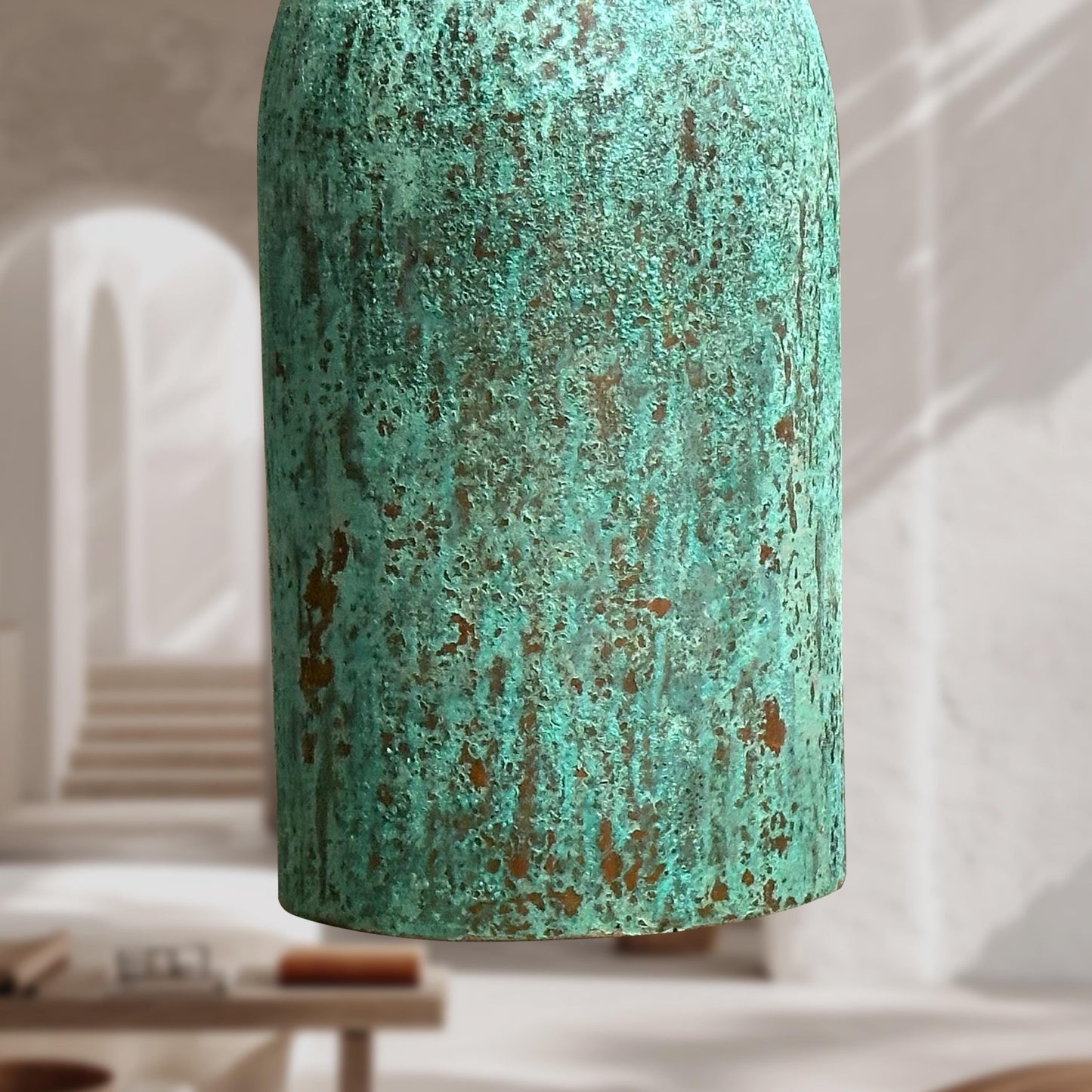 Green Patina Farmhouse Light – Oxidized Copper Kitchen Island Pendant Light
