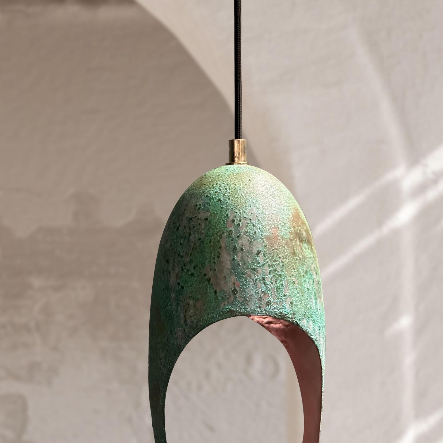 Handmade Green Patina Farmhouse Light – Oval Copper Pendant