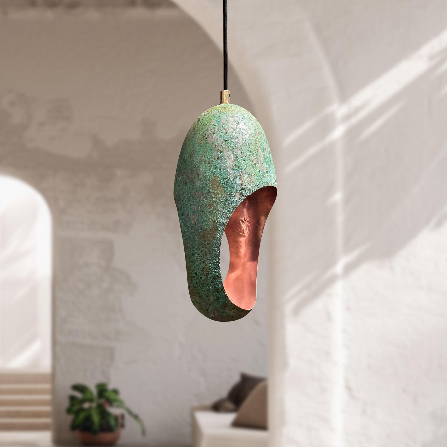 Set of 2 Oval Copper Pendants Farmhouse Lights