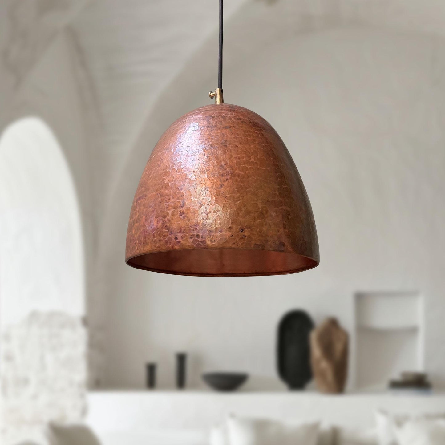 Small Copper Pendant Light – Hammered Dome Kitchen Fixture