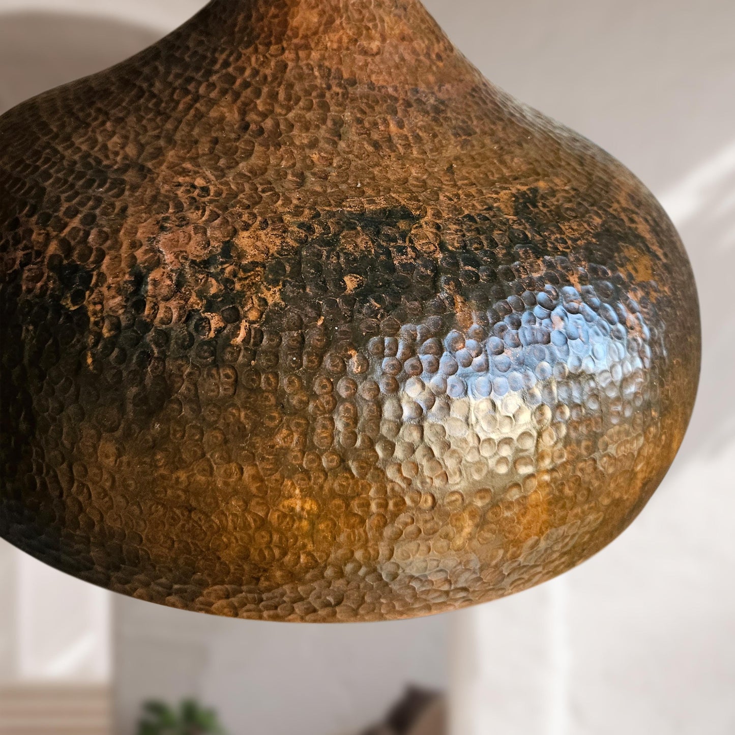 Patina Hammered Copper Pendant Light – Dome Kitchen Hanging Fixture
