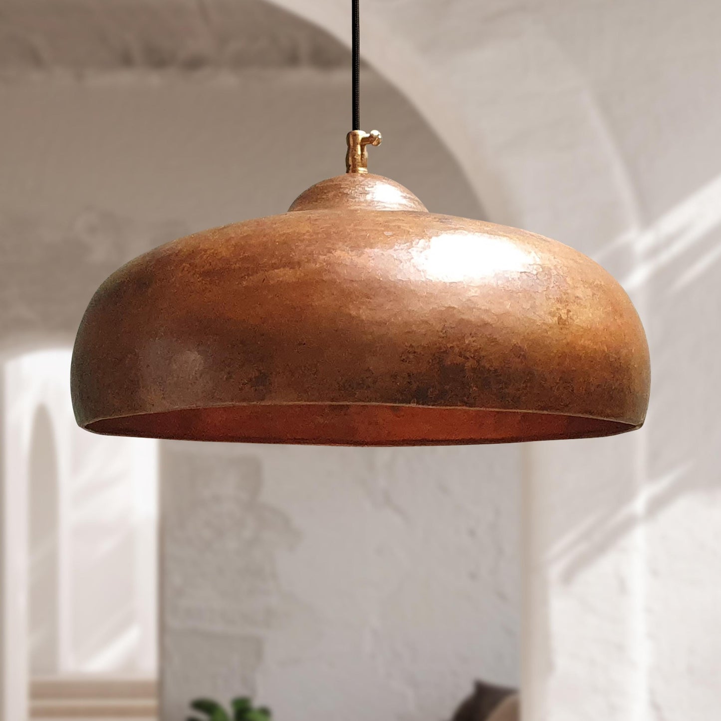 Vintage Copper Pendant Light – Hammered Dome Kitchen Fixture