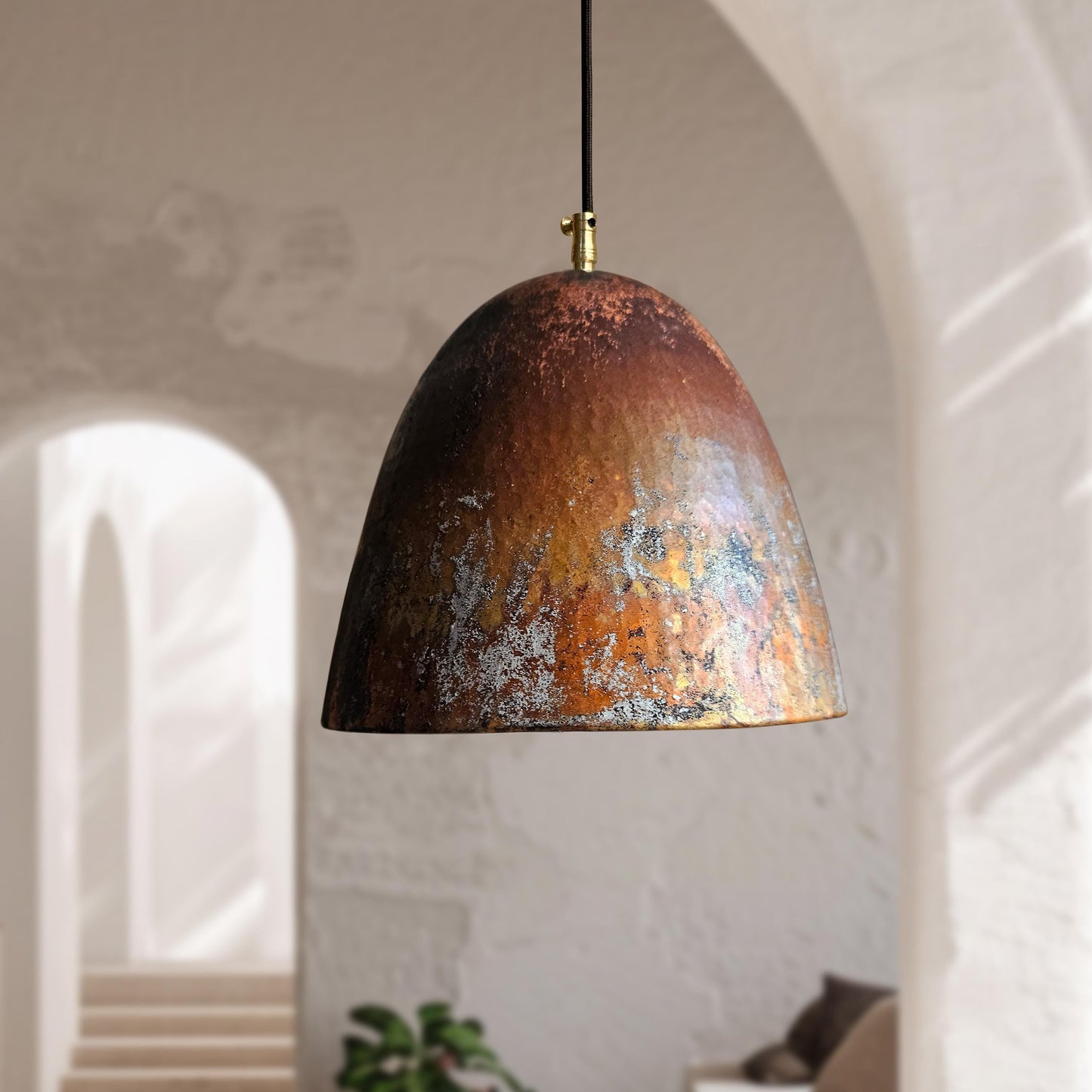 Rustic Copper Pendant Light – Oxidized Dome Kitchen Island Fixture