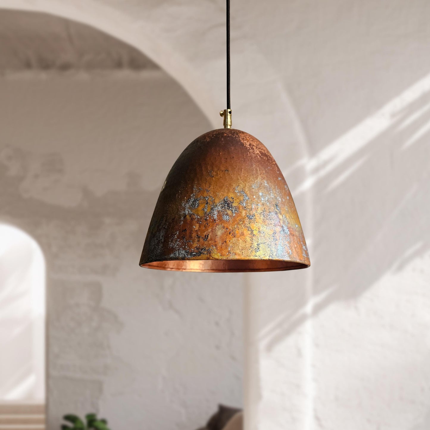 Rustic Copper Pendant Light – Oxidized Dome Kitchen Island Fixture