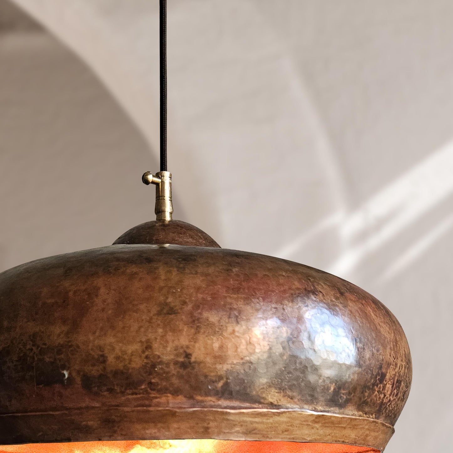 Rustic Copper Pendant Light – Oxidized Hammered Dome Kitchen Fixture