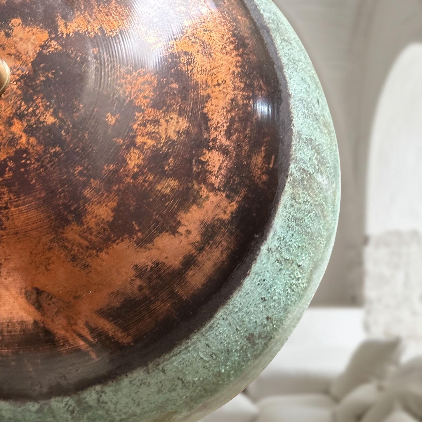 Set of 2 Green Patina Copper Pendant Lights – Oxidized Rustic Dome Fixtures