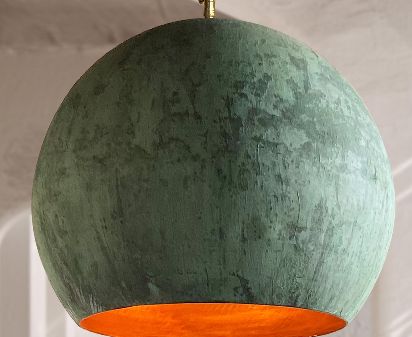 Two Green Patina Copper Pendant Lights – Oxidized Globe Farmhouse Kitchen Island Lighting