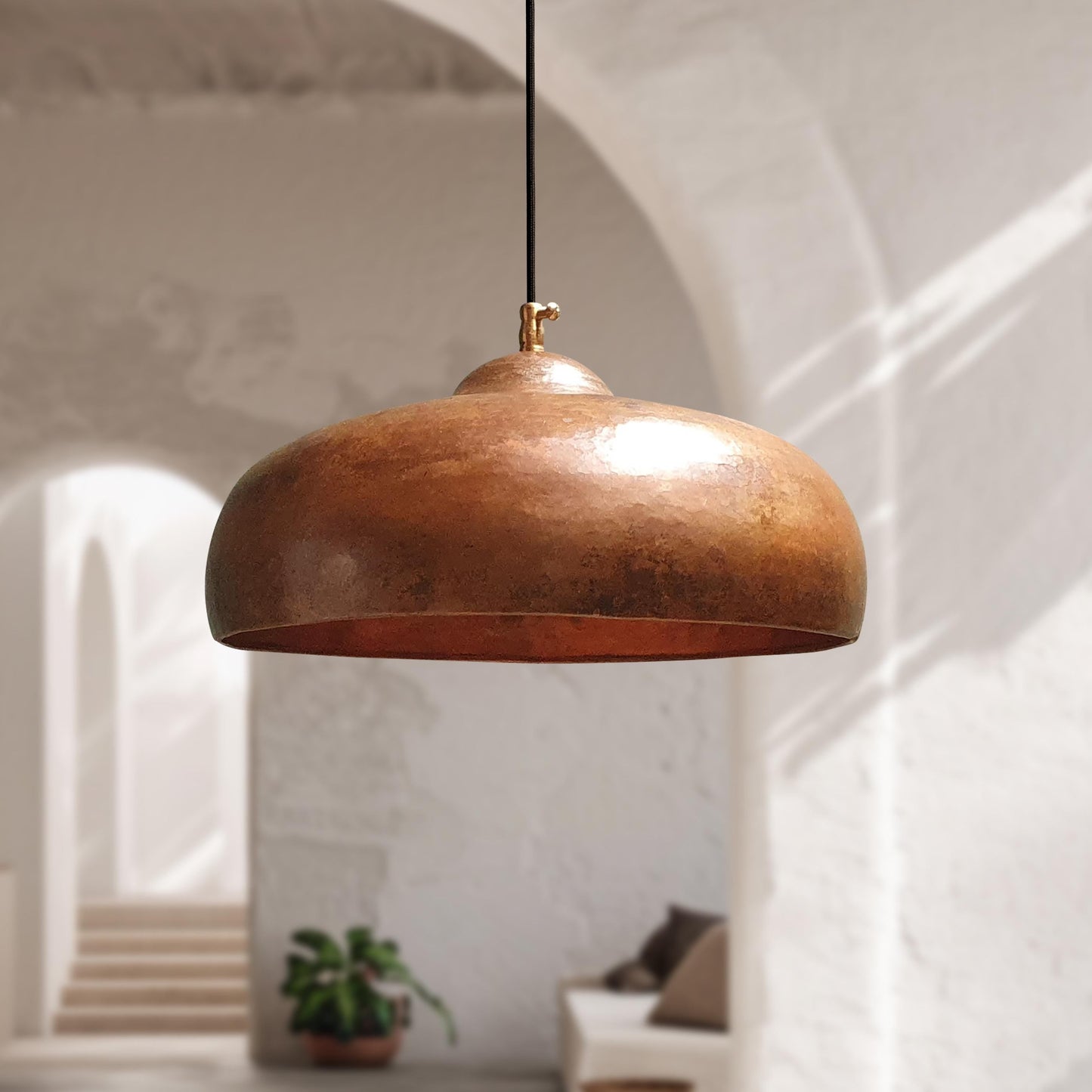 3 Copper Pendant Lights – Rustic Farmhouse Kitchen Island Fixtures