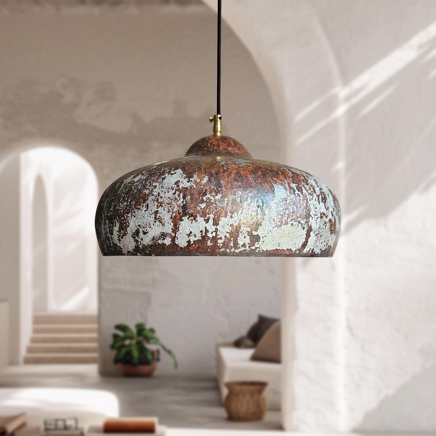 Two Rustic Copper Ceiling Lights – Vintage Pendant Kitchen Fixtures