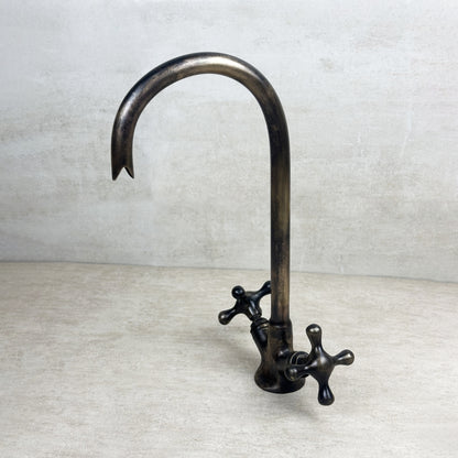 Bronze Kitchen Faucet, Cross Handles Oil Rubbed Coated Bar Faucet