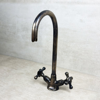 Bronze Kitchen Faucet, Cross Handles Oil Rubbed Coated Bar Faucet