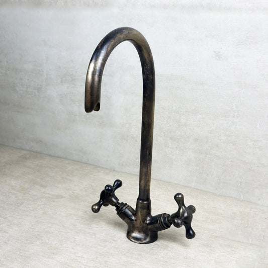 Bronze Kitchen Faucet, Cross Handles Oil Rubbed Coated Bar Faucet