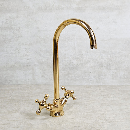 Unlacquered Brass Kitchen Faucet, Solid Brass Kitchen Faucet