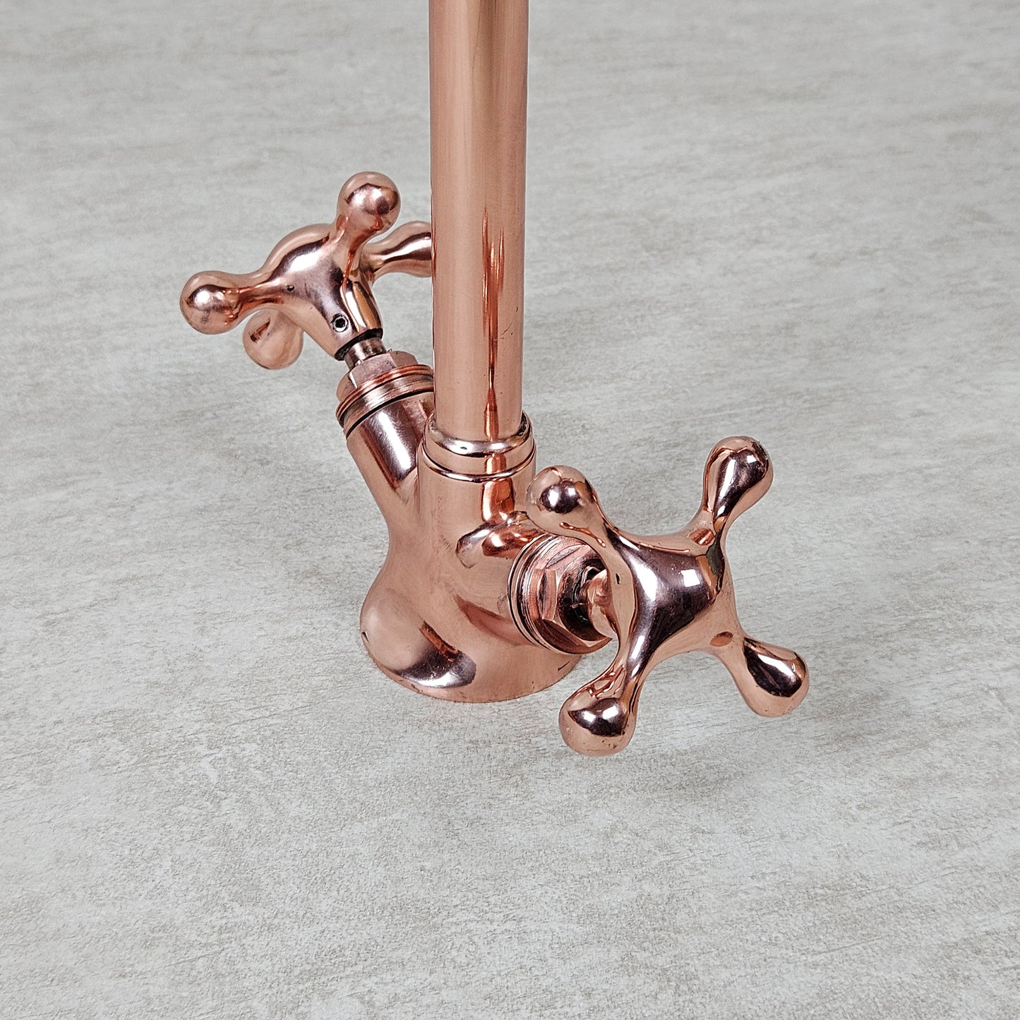 Copper Kitchen Faucet, Copper Gooseneck Faucet For Sink, Solid Copper Bathroom Mixer Faucet, Copper Coated Faucet with Cross Handles