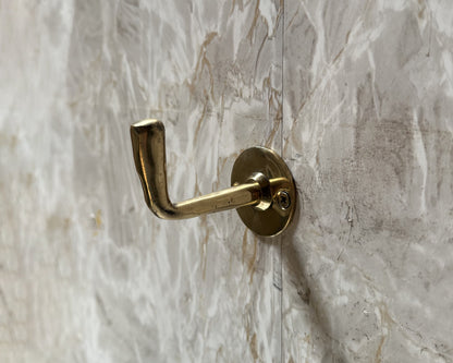 Unlacquered brass wall hook, coat hook, bathroom towel brass hook