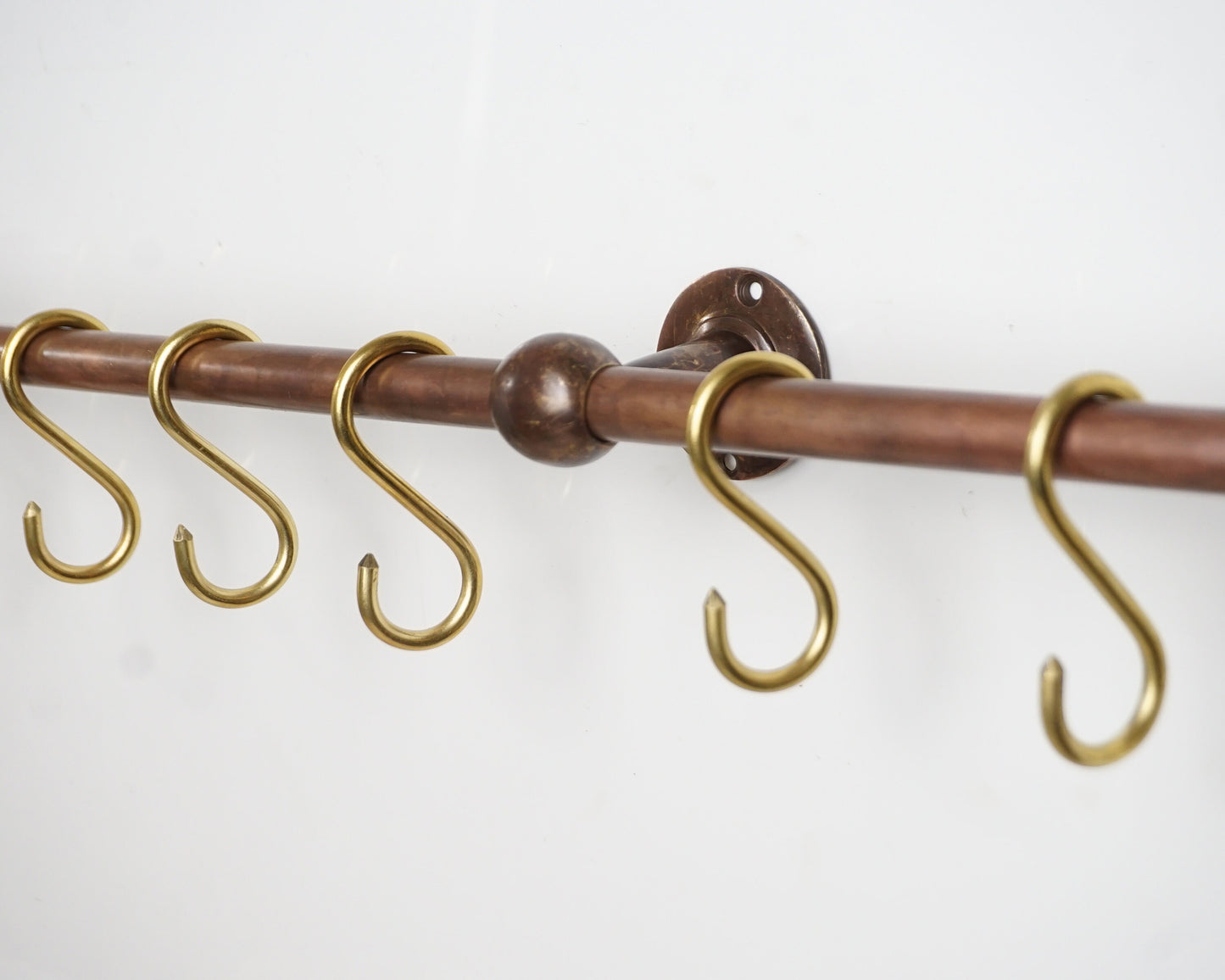 Bronze Pot Rack, Brass Rod Rail, Oil Rubbed Wall Mount Pot Rack, Hanging kitchen Rail with hooks