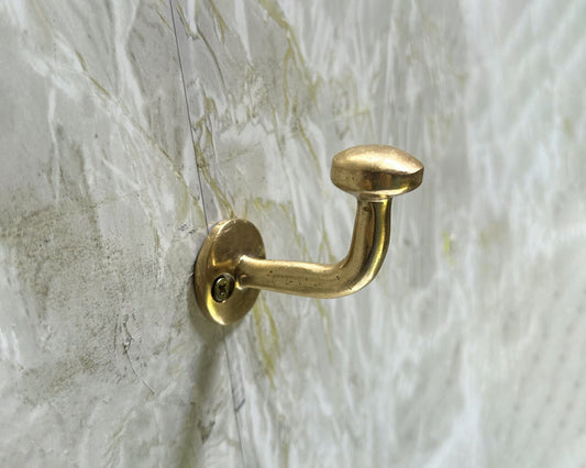 Unlacquered Brass Hooks for Wall, Unlacquered Handmade Brass Wall Hook, Wall Mounted Coat Hook