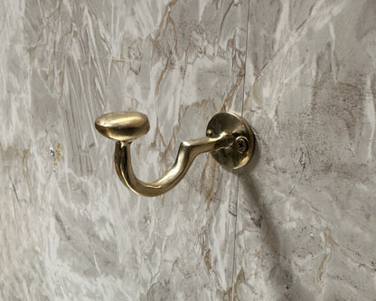 Unlacquered brass handmade wall hook, coat hook, bathroom towel brass hook