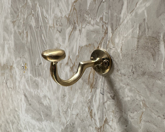 Unlacquered brass handmade wall hook, coat hook, bathroom towel brass hook
