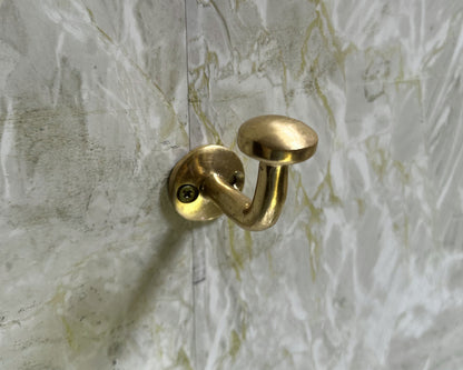 Unlacquered Brass Hooks for Wall, Unlacquered Handmade Brass Wall Hook, Wall Mounted Coat Hook