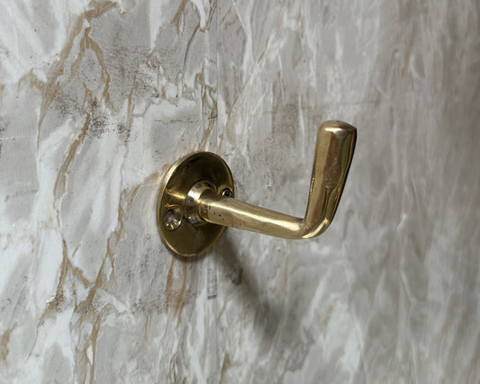 Unlacquered brass wall hook, coat hook, bathroom towel brass hook
