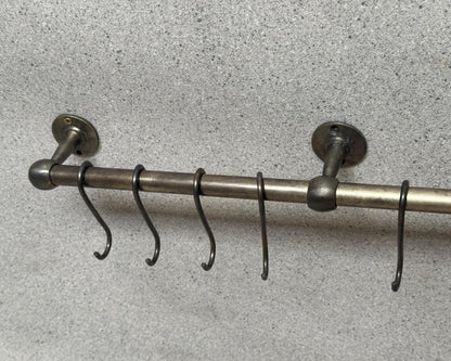 Oil Rubbed Bronze Pot Rail with hooks, Brass Kitchen Pot Rail, Wall Mounted Bronze Pot Rack, Kitchen Pot Organizer