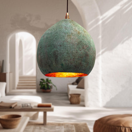 Handmade Pear pendant Light , Hammered Copper Dome Light , farmhouse kitchen island Light fixture
