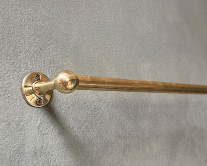 Solid Unlacquered Brass Towel Bar, Handcrafted Brass Kitchen Towel Rail, Handmade Unlaquered Brass Bathroom Towel Bar