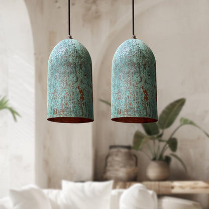 Set of 2 Green Patina Copper Farmhouse Kitchen Fixtures