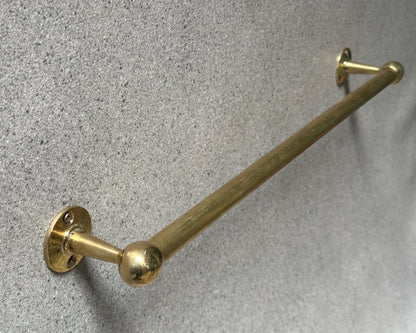 Solid Unlacquered Brass Towel Bar, Handcrafted Brass Kitchen Towel Rail, Unlaquered Handmade  Brass Bathroom Kitchen Towel Holder