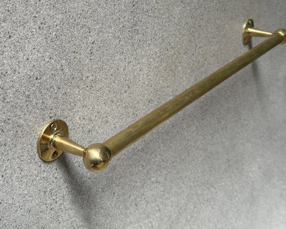 Solid Unlacquered Brass Towel Bar, Handcrafted Brass Kitchen Towel Rail, Unlaquered Handmade  Brass Bathroom Kitchen Towel Holder