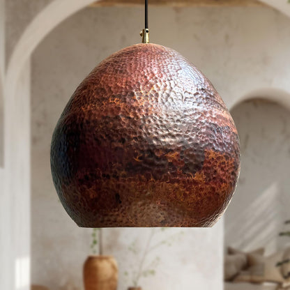 Hammered Copper Pendant Light – Solid Farmhouse Kitchen Fixture