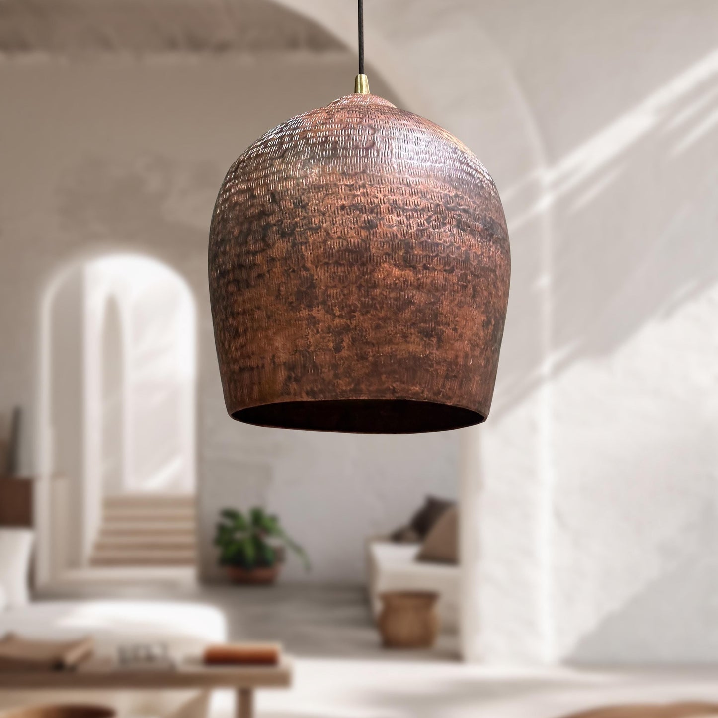 Handmade Copper Pendant Light, Hammered Dome Ceiling Light, Hammered Kitchen Island Ceiling Light Fixture
