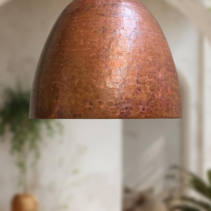 Set of 2 Handmade Copper Pendant Lights – Oxidized Hammered Dome Kitchen Fixtures