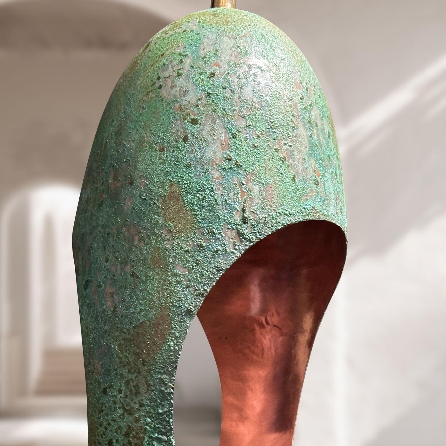 Handmade Green Patina Farmhouse Light – Oval Copper Pendant